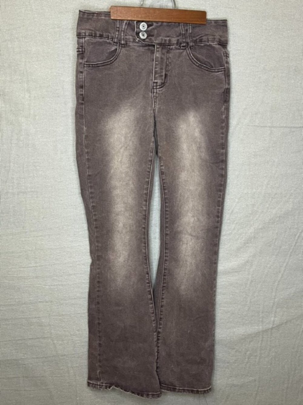 V.I.P Jeans Brown Faded Bootcut Flare Low Mid-Rise Jeans Distressed Sz 7/28